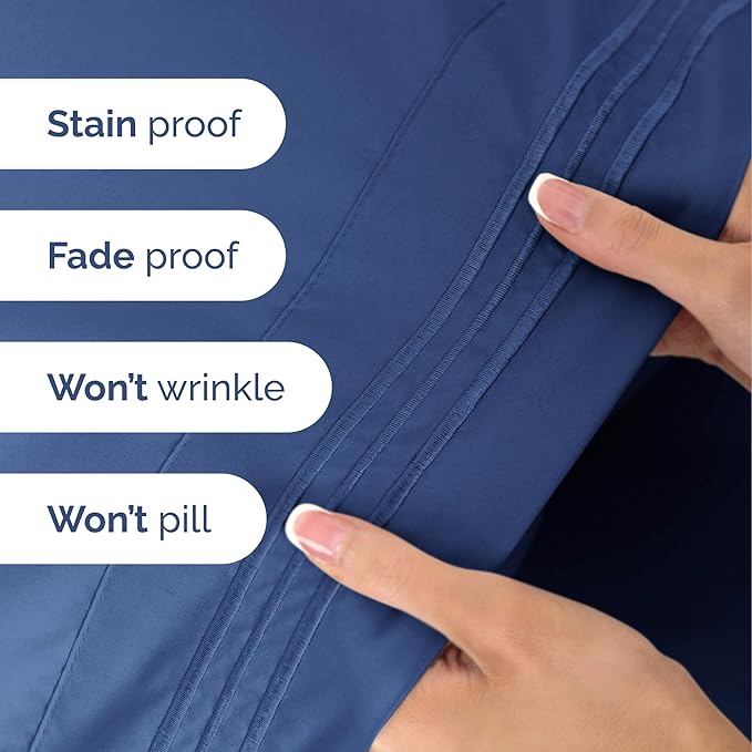 Twin Size 3 Piece Sheet Set - Extra Soft, Breathable & Cooling Sheets - Hotel Luxury Durable Bed Sheets for Women & Men - Deep Pockets, Easy-Fit & Wrinkle-Free Sheets - Cobalt Blue Oeko-Tex Bed Sheets