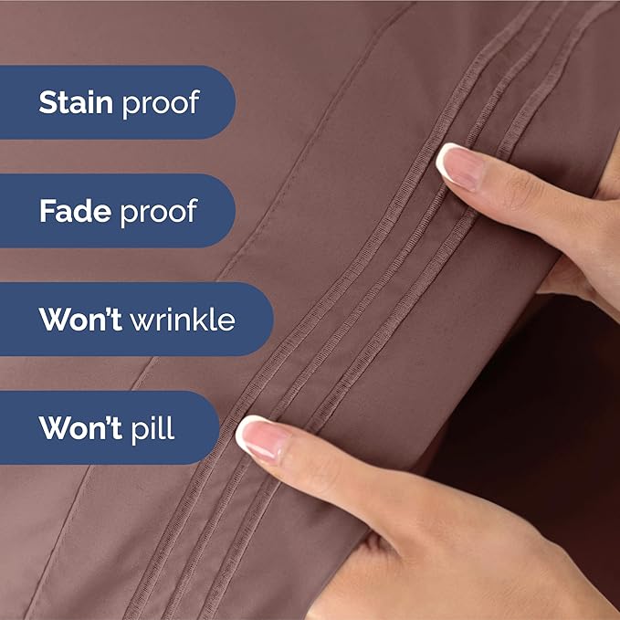 Split King Size 5 Piece Sheet Set - Extra Soft, Breathable & Cooling Sheets - Hotel Luxury Durable Bed Sheets for Women & Men - Deep Pockets, Easy-Fit & Wrinkle-Free Sheets - Clay Oeko-Tex Bed Sheets