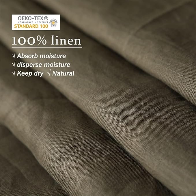 XZ XIFA Olive Green Linen Duvet Cover Oversized King, 100% Washed French Flax Linen Bedding Set with Zipper Closure, Cooling & Textured Bed Sets for Hot Sleepers(1 Duvet Cover, 2 Pillowcases)