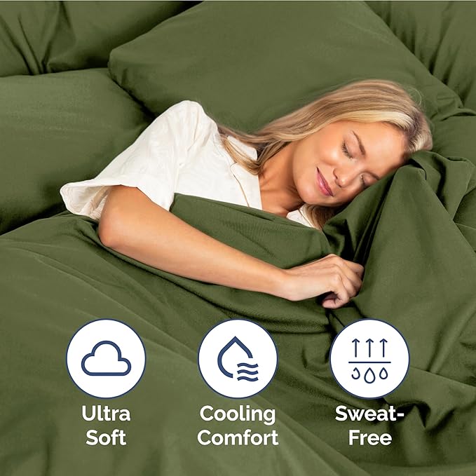Twin XL Size 3-Piece Sheet Set - Extra Soft, Breathable & Cooling - Hotel Luxury Durable Bed Sheets for Women & Men - Deep Pockets, Easy-Fit & Wrinkle-Free - Deep Olive Oeko-Tex