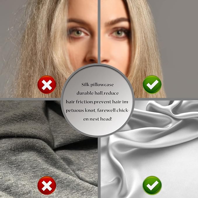 Natural Mulberry Silk Pillowcase for Hair and Skin Queen Size 20"X30" Silk Pillow Case with Hidden Zipper Soft Breathable Smooth Cooling Silk Pillow Covers for Sleeping(Silver Grey,Queen,1Pcs)