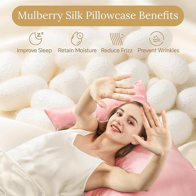 INFIIXSO Mulberry Silk Pillow Case King Size, Silk Pillowcase with Hidden Zipper 20"x36", Extraordinary Smooth and Soft Pillow Cases for Hair and Skin(Blush Pink, 1 Pack)