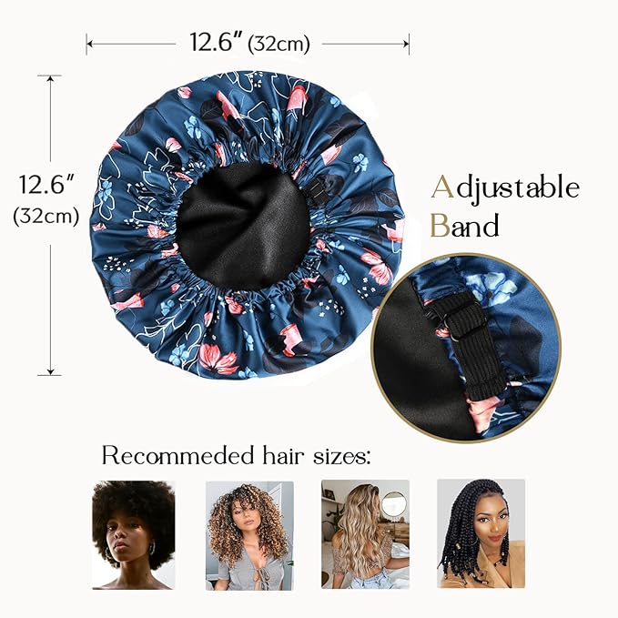 YANIBEST Adjustable Silk Bonnet Double Layer Satin Bonnet Hair Bonnet for Sleeping Bonnets for Women Hats Curly Natural Hair, Orchid