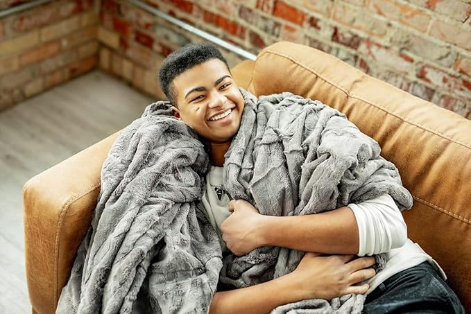Minky Couture Premium Solid Color Blanket - Soft, Warm, Cozy, Comfortable, (Adult, Sorbet Charcoal)