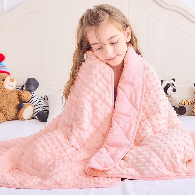 yescool Pink Weighted Blanket 10 Pounds Twin Size Cooling Weighted Throw Blanket, Minky Heavy Blankets Warm Weighted Comforter, Big Washable Thick Blankets Gift for 80-120lbs, 40 * 60in