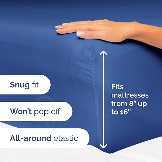 Twin Size 3 Piece Sheet Set - Extra Soft, Breathable & Cooling Sheets - Hotel Luxury Durable Bed Sheets for Women & Men - Deep Pockets, Easy-Fit & Wrinkle-Free Sheets - Cobalt Blue Oeko-Tex Bed Sheets