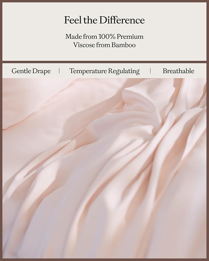 Cozy Earth Luxury Duvet Cover Twin - 100% Viscose from Bamboo - Ultra-Soft, Cooling & Lightweight Duvet Cover - Temperature-Regulating Bedding with Concealed Zip & Interior Snap Closures - Peony