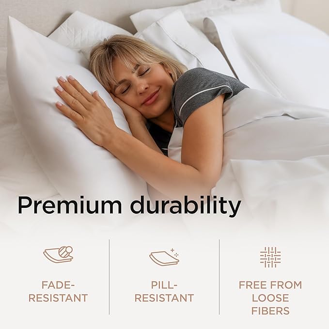 Threadmill Luxury Supima Cotton Sheets, Luxury 1000 Thread Count 100% Soft 100% Soft Cotton Sheets for Full Size Bed, 4 Pc White Bed Sheets Full Set, 5-Star Hotel Quality Deep Pocket Bed Sheets Set