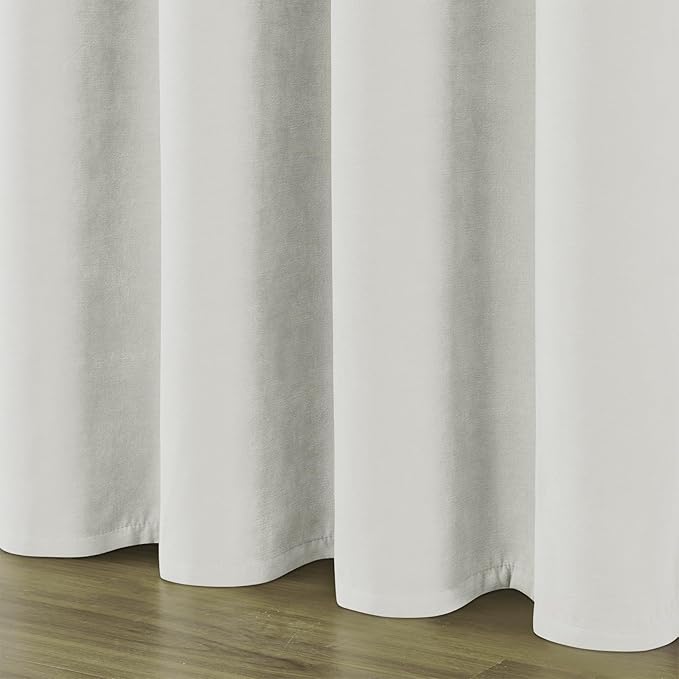 Joydeco Vanilla Grey Velvet Curtains 90 Inches 2 Panels, Luxury Thermal Insulated Soft Curtains for Bedroom & Living Room, Room Darkening Velvet Drapes, Rod Pocket (52W x 90L)