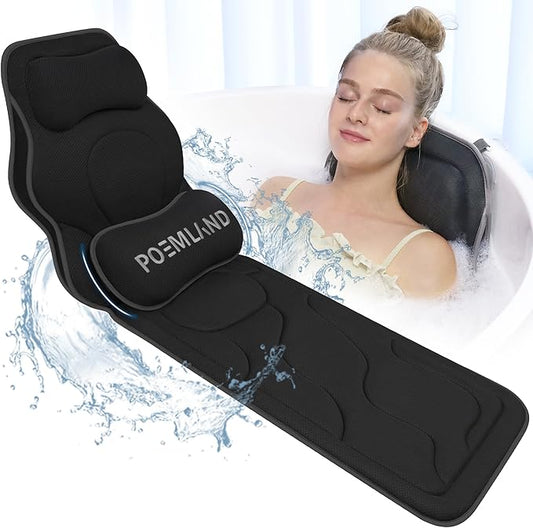 Luxury Full Body Bath Pillows for Tub-Extra Thick Bathtub Cushion with Lumbar Pillow for Neck and Back Support, Bath Accessories, Gift for Relaxing, Soaking, Spa