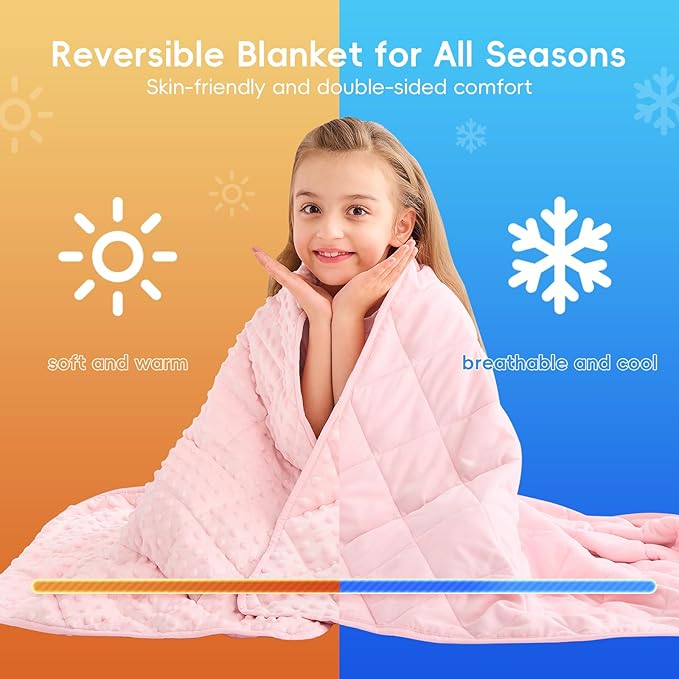 yescool Pink Weighted Blanket 3 lb Small Weighted Lap Blanket for Girls, Cooling Weighted Throw Blankets Minky Heavy Blankets, for 20-45lbs, 36 * 48in