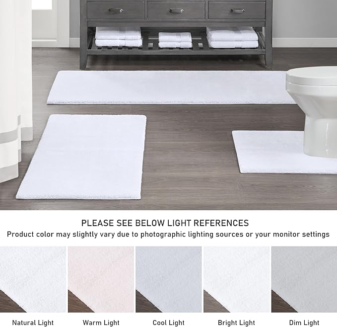 Madison Park Signature Marshmallow Bathroom Rug Non Slip, Luxrurious Plush Bath Mat, Absorbent, Quick Dry, Spa Design Bath Room Décor, 24x40, White