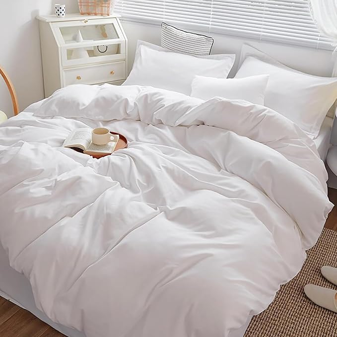 Cottonight White Comforter Sets Twin Plaid White Comforter Modern Solid Color Blanket Quilts Soft Breathable Bedding Comforter Sets