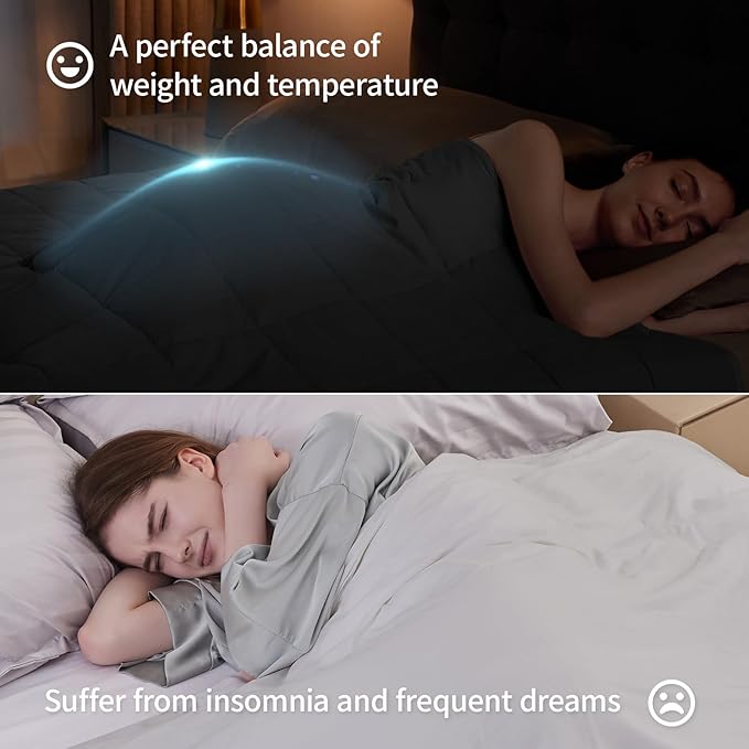 Weighted Blanket Queen/King Size (80"x87" 17lbs),Ultra Soft and Cozy Cooling Weighted Blanket for Adult,Heavy Blanket with Machine Washable Soft Blanket, Black