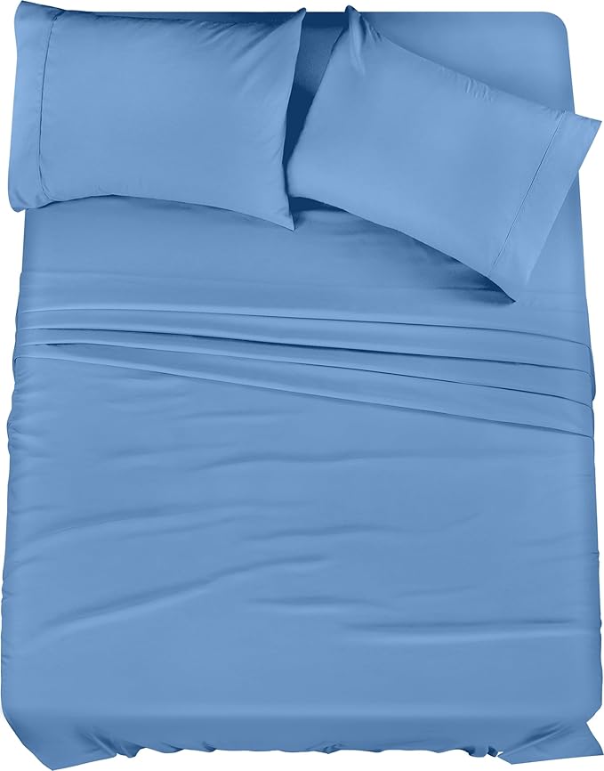 Utopia Bedding Full Sheet Set – 4 Piece Bed Sheets for Full Size Bed, Soft and Breathable Microfiber, Includes 1 Fitted Sheet, 1 Flat Sheet and 2 Pillowcases (Dutch Blue)