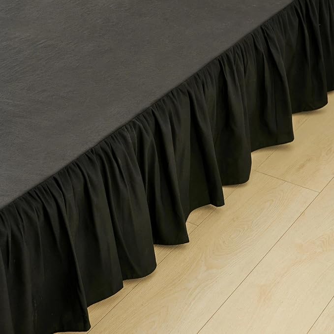 Bed Skirt King Size Ruffled Bed Skirt with Split Corners, Black King Bed Skirts 18 Inch Drop, King Size Bed Skirting with Platform, 18'' King, Black