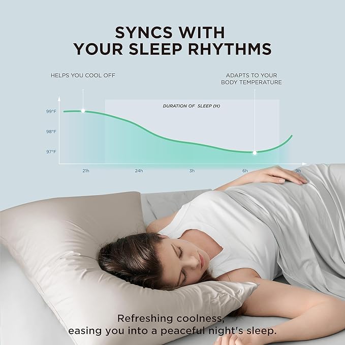 Bedsure Cooling Pillow Cases, Zipper Pillow Cases Standard Size Set of 2, Cool Pillowcases for Hot Sleepers and Night Sweats, Silky Soft & Breathable Cold Pillow Covers, Gift, Beige, 20x26 Inches