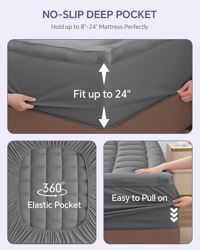 Dual Layer Memory Foam Twin XL Mattress Topper - 2 Inch Gel Egg Crate Foam and 2 Inch Cooling Pillow Top Cover Rayon, Twin Extra Long College Dorm (Grey)