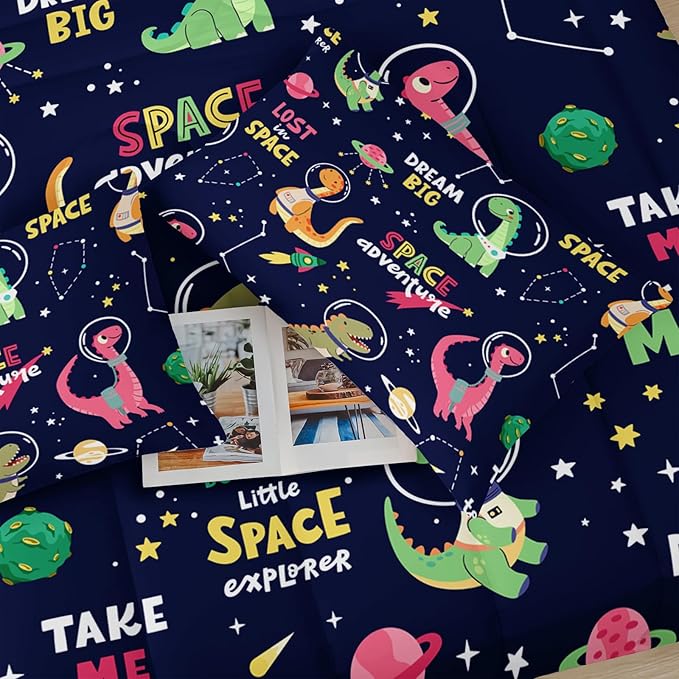 Dinosaurs in Space Full Comforter Set，Full Size Bedding Set for Boys Dinosaurs，with 1 Comforter with 2 Pillow Case