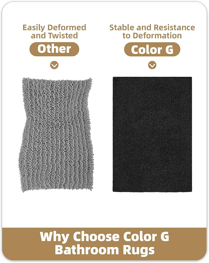 Color&Geometry Bath Mats for Bathroom Non Slip, 20"x29" Standard Sized Black Bathroom Rugs, Absorbent, Soft, Washable, Microfiber Bath Rug Shower Mat