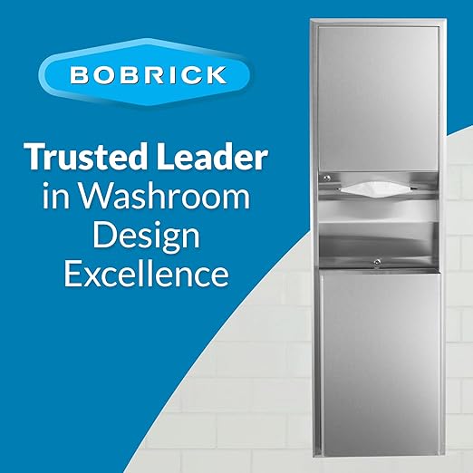 Bobrick ClassicSeries Recessed Convertible Paper Towel Dispenser/Waste Receptacle, 15.19 x 7.09 x 56, Satin Stainless Steel