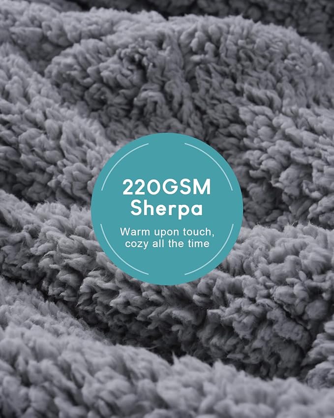 Cottonblue Jacquard Sherpa Weighted Blanket 20lbs for Adults- Soft, Warm, and Thickened Calm Blanket for Ultimate Comfort and Better Sleep, Heavy Weighted Blankets 60x80 Inches, Grey