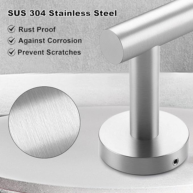 8 Pieces Bathroom Towel Rack Set, Includes 2PCS 23.6 inch Towel bar, 2PCStowel Hook, 2 PCS Towel Ring, 2PCS Toilet Paper Holder-Brushed Nickel Bathroom Accessories Sets