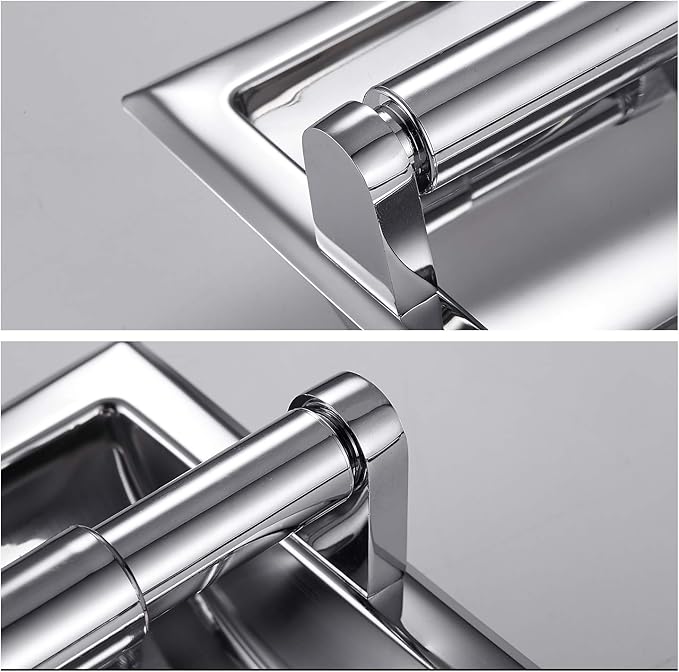 Smack Polished Chrome Recessed Toilet Paper Holder, Bathroom Wall Mount Recessed Toilet Tissue Roll Paper Holder Include Rear Mounting Bracket