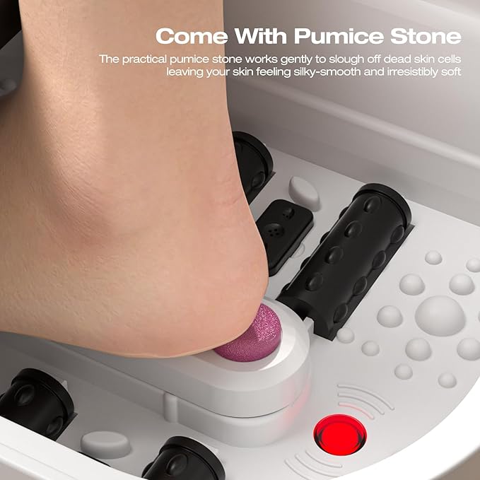 Collapasible Foot Spa Bath Massager with Heat, Pedicure Foot Spa with Bubbles, Temperature Control, Foot Soaking Tub for Home, Office, Foot Soaker Gift for Men and Women