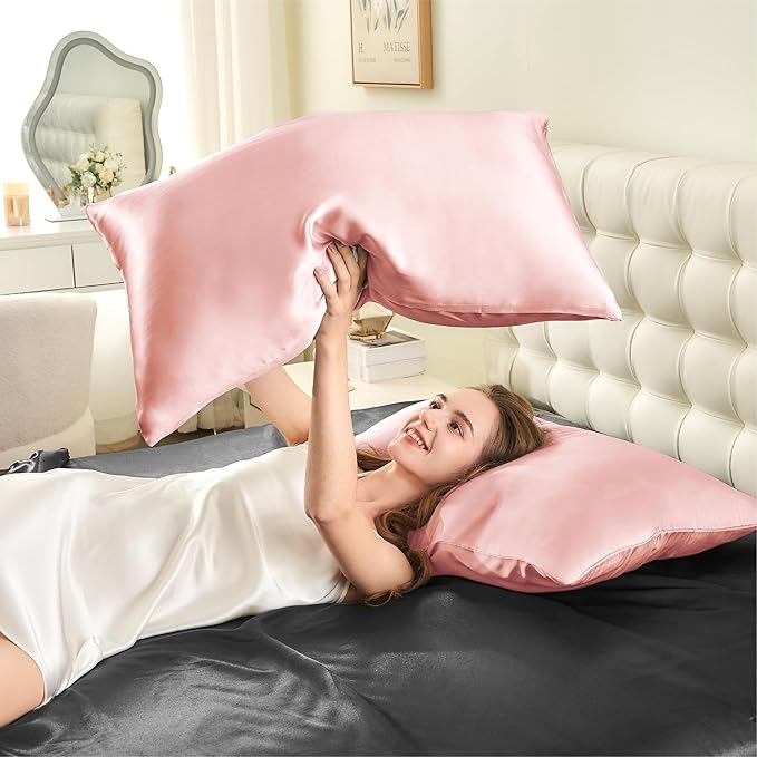 INFIIXSO Mulberry Silk Pillowcase for Hair and Skin, Silk Pillow Cases King Size with Hidden Zipper 20x40 Inches, Extraordinary Smooth and Soft Cooling Pillow Cases for Hot Sleepers(Coral, 1 Pack)