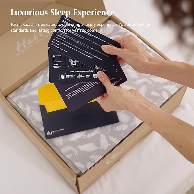 Pacific Coast Goose Feather Down Comforters King Size, 100% Cotton Extra Fluffy White Duvet Insert, Soft, Breathable, All Season Hotel Luxury Bedding Comforters, 8 Corner & Center Loops (106"x90")