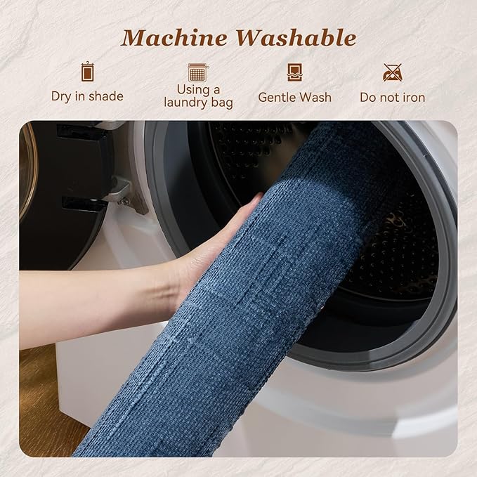 AMOAMI Bath Mat Non Slip Super Absorbent Quick Dry Bath Mats for Bathroom Floor Rubber Backing Washable Bathroom Rugs Modern Woven Jacquard Mat, Beside Tub Bath Rugs, 17" x 24", Blue