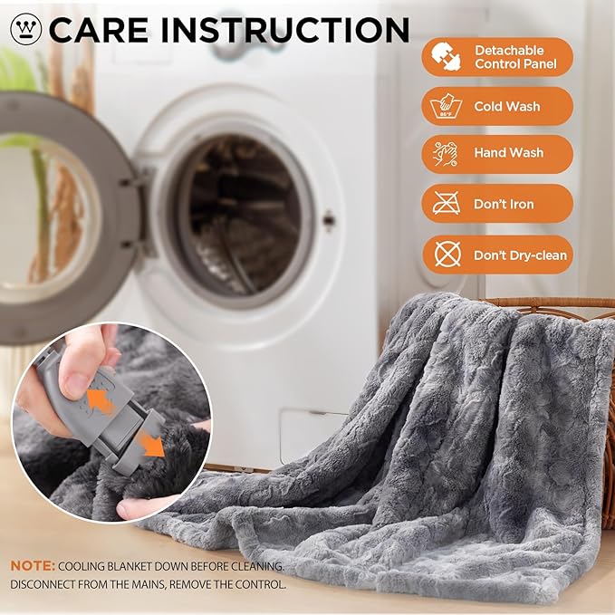 Westinghouse Electric Blanket Full, Faux Fur Heated Blanket with 10 Heating Levels & 1-12 Hours Auto Off, Soft Cozy Sherpa Heated Blanket Washable Blanket (80" x 84" Full Size, Grey)