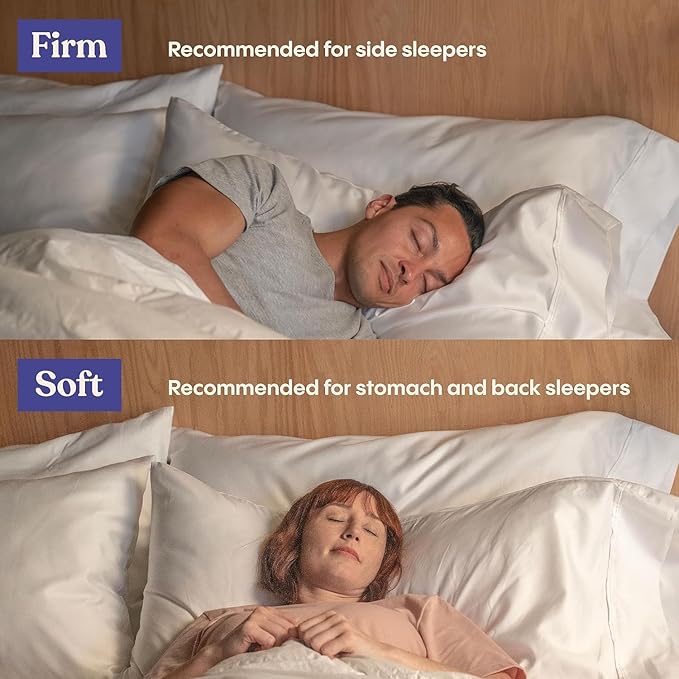 FluffCo Zen Fluff Pillows - Down Alternative - Standard/Queen Bed Pillow for Sleeping Made in USA - Luxury Hotel-Quality Pillow - Gift for Home - 100% Cotton, 300 Thread Count (Queen Size 1 Pack)