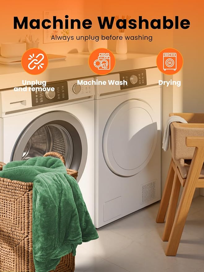Electric Heated Blanket Throw, Ultra‑Cozy Premium Flannel & Sherpa, Even Heat Distribution & Stable Temp, 1–8H Auto‑Off, 8 Temps (86–125.6°F), Overheat Protection, Ideal Gifts for Grandma