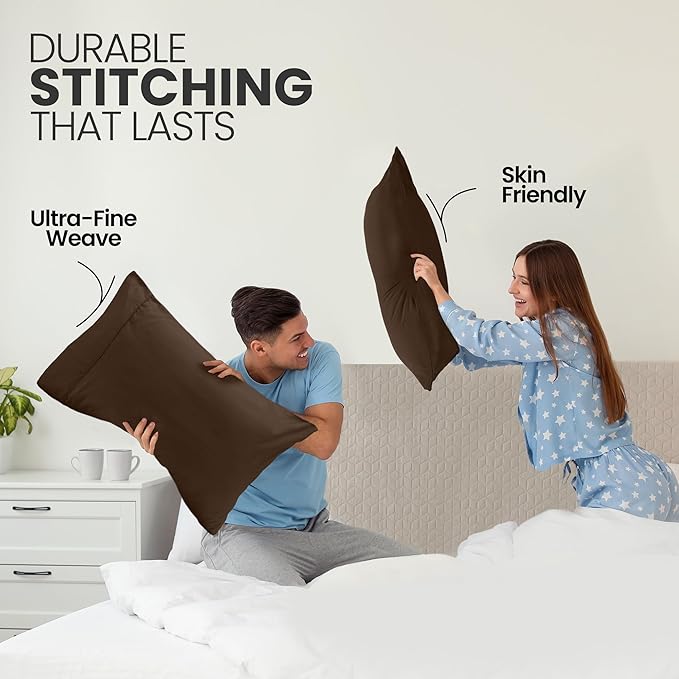 Pillow Covers by Utopia Bedding - King Size 2-Pack – Soft Brushed Microfiber – Perfect for Hospitals, Hotels, Guest Rooms – Oeko-TEX Certified, 20x40 Inches (Brown)
