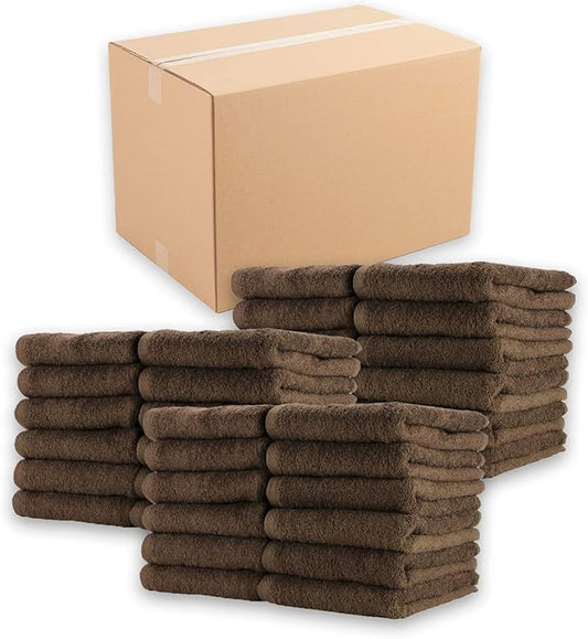 Arkwright Bleach Proof Salon Towels Bulk - Case of 180 - Highly Absorbent, 100% Cotton, Quick Dry Spa Face Towel for Hair Stylist, Barber, Pedicure, and Esthetician, 16 x 27 in, Brown