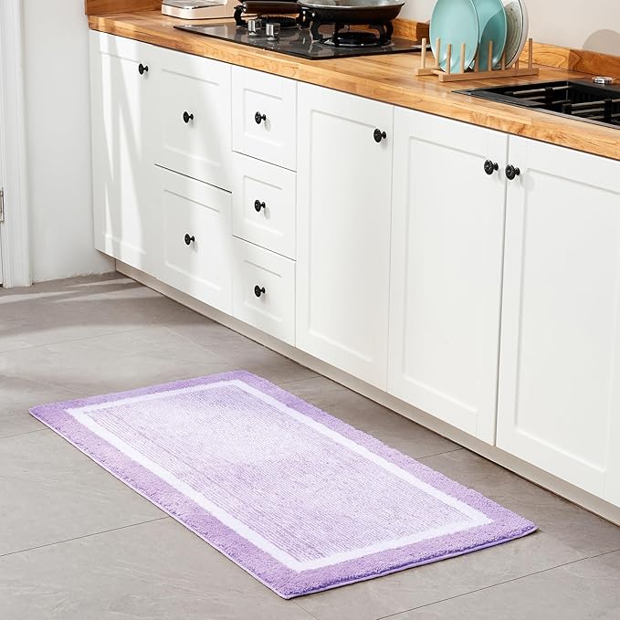 CozeCube Bath mats for Bathroom Non Slip, Fluffy Absorbent Microfiber Bath mat Washable, Aesthetic Bathroom Rugs, Large Purple Bath mat, Lavender, 36" x 24"