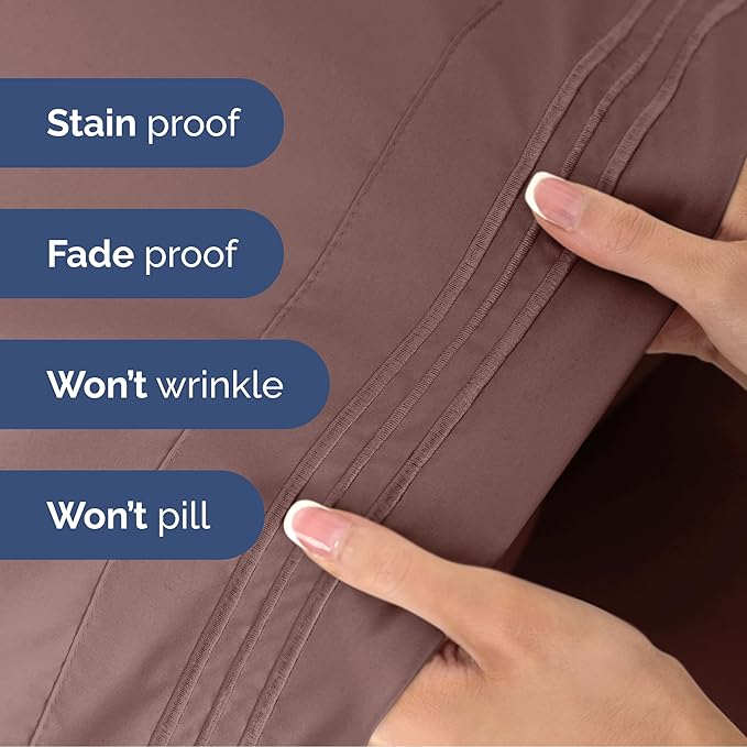 Full Size 4 Piece Sheet Set - Extra Soft, Breathable & Cooling Sheets - Hotel Luxury Durable Bed Sheets for Women And Men - Deep Pockets, Easy-Fit & Wrinkle-Free Sheets - Clay Oeko-Tex Bed Sheet Set