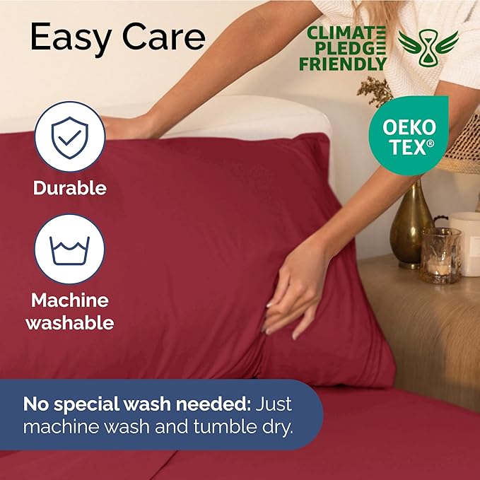 Full Size 4 Piece Sheet Set - Extra Soft, Breathable And Cooling Sheets - Hotel Luxury Durable Bed Sheets for Women & Men - Deep Pockets, Easy-Fit & Wrinkle-Free Sheets - Berry Oeko-Tex Bed Sheet Set