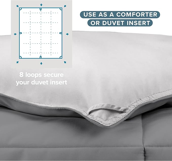 Bare Home Comforter - Reversible Colors - Goose Down Alternative - Ultra-Soft - Premium 1800 Series - All Season Warmth - Bedding Comforter (Twin/Twin XL, Grey/Light Grey)