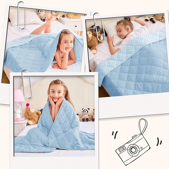 yescool Weighted Blanket 7 Pounds Light Blue Twin Size Cooling Weighted Throw Blanket, Minky Heavy Blankets Warm Weighted Comforter, Big Washable Thick Blankets Gift for 60-90lbs, 40 * 60in