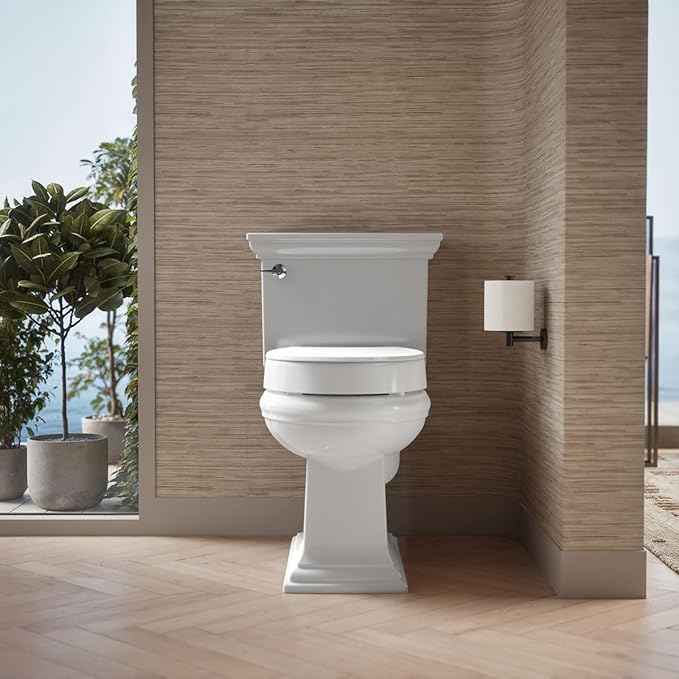 KOHLER 25876-0 Hyten 3" Height, Elevated Soft Close Round Toilet Seat, Contoured Seat with Grip-Tight Bumpers, Quick-Attach Hardware, White