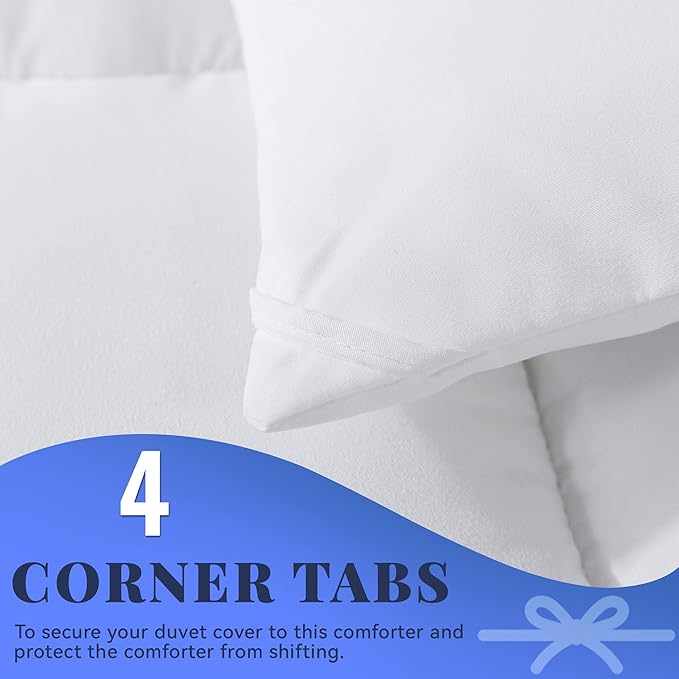Cosybay Down Alternative Comforter (White, Twin) - All Season Soft Quilted Twin Size Bed Comforter - Duvet Insert with Corner Tabs - Winter Summer Warm Fluffy, 64x88 inches