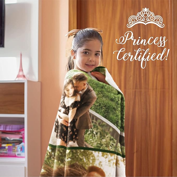 Ships Next Day, Custom Blanket with Picture - Printed in USA, Personalized Photo Blanket 2-Pic (Fleece – 96x120)