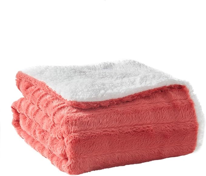 Heated Throw Blanket Faux Fur & Sherpa, Safe Electric Blanket ETL & FCC Certified, Soft Warm 6 Heating Levels & 4 Hours Auto-Off, Machine Washable, 50"x60" Pinky