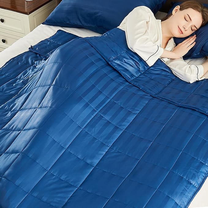 Weighted Blanket Queen Size (60"x80" 15lbs),Ultra Soft and Cozy Cooling Weighted Blanket Queen Size for Adult,Heavy Blanket with Machine Washable Soft Blanket, Navy Blue