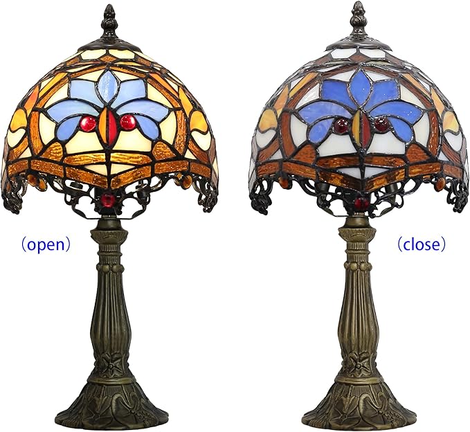 Bedside Table Tiffany Small Table lamp in The Bedroom, Living Room Table lamp, Stained Glass Table lamp, 8 inches, Household and Office Reading lamp (Qinglong Final Payment Style)