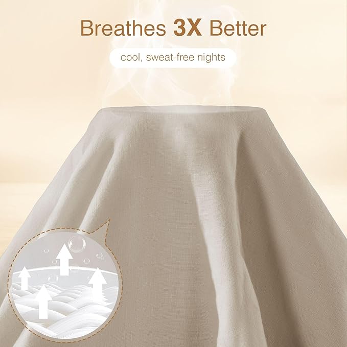 SONORO KATE 100% French Linen Duvet Cover Full Size, Soft Breathable for Hot Sleepers, Moisture Wicking & Durable Cover Set - Zipper Closure & 4 Corner Ties Duvet Covers 3 Piece (Linen,Full)