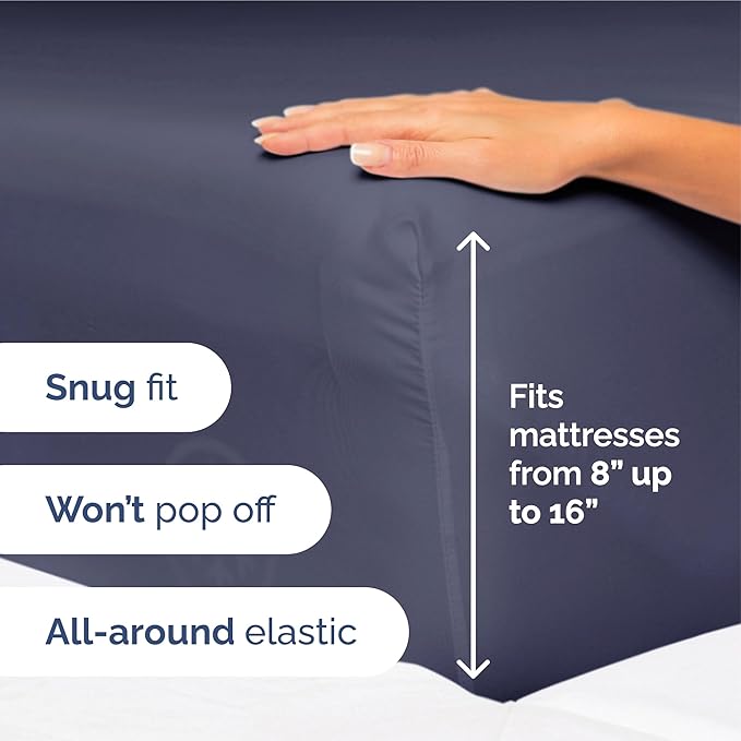 Split King Size 5 Piece Sheet Set - Extra Soft, Breathable, & Cooling Sheets - Hotel Luxury Bed Sheets for Women And Men - Deep Pockets, Easy-Fit & Wrinkle-Free - Deep Slate Blue Oeko-Tex Bed Sheets